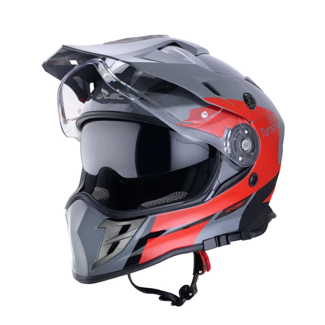 Motoradhelm W-TEC V331 PR Graphic - Khaki-Grau