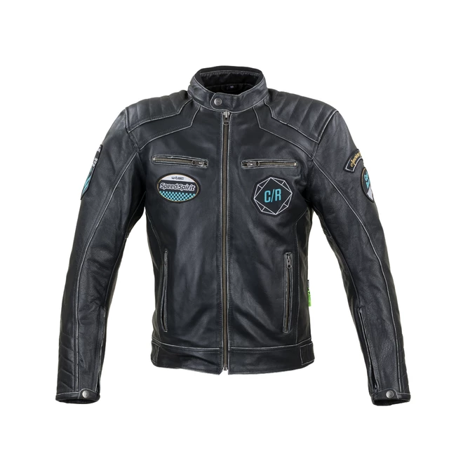 W-TEC Losial Leder Motorradjacke - schwarz - schwarz
