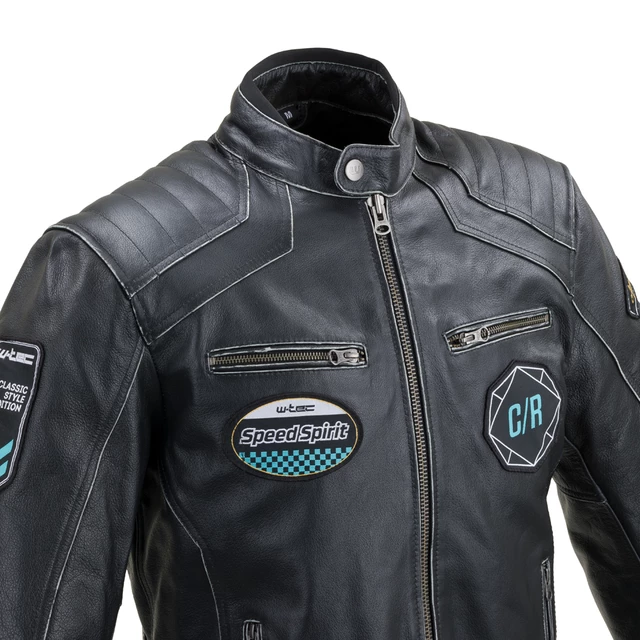 W-TEC Losial Leder Motorradjacke - schwarz