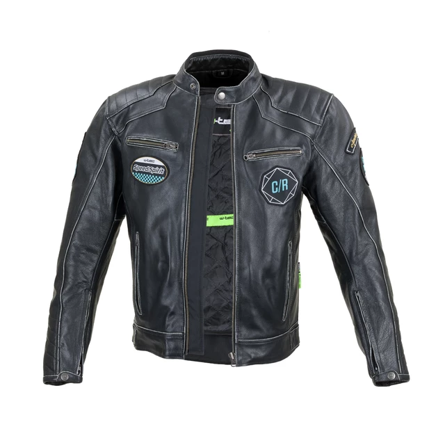 W-TEC Losial Leder Motorradjacke - schwarz