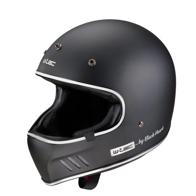 W-TEC Black Heart Retron Motorradhelm mit Chesster Goggles - Einfaches Schwarz