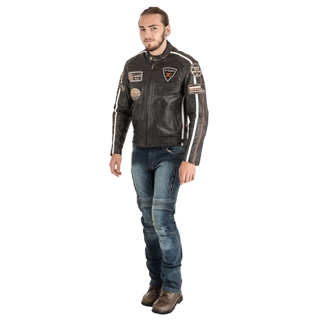 W-TEC Buffalo Cracker Herren-Leder-Motorradjacke - brown-grau
