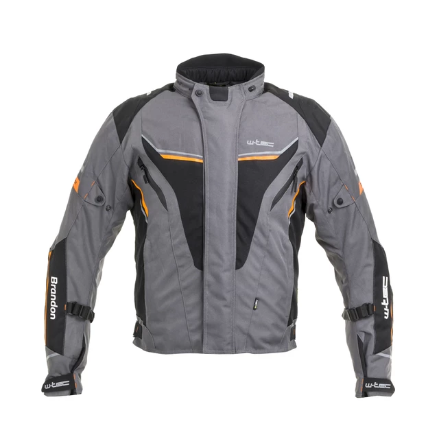 W-TEC Brandon Herren Motorradjacke - schwarz-fluo gelb - schwarz-grau-orange