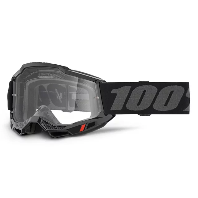 Motocross-Brille 100% Accuri 2 OTG - schwarzes, klares Plexiglas - schwarzes, klares Plexiglas