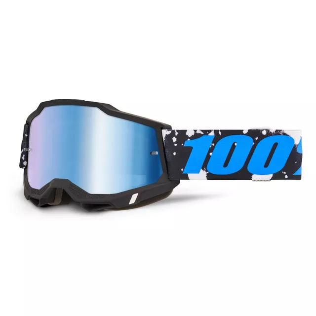 Motocross-Brille 100% Accuri 2 Mirror - Dunder bílo-zelená, zrcadlové plexi - Callisto černá, zrcadlové plexi