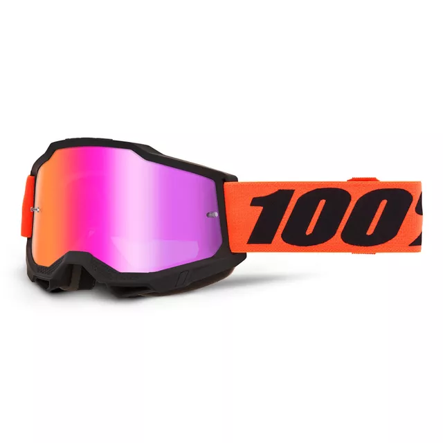 Motocross-Brille 100% Accuri 2 Mirror - Dunder bílo-zelená, zrcadlové plexi - Ferran černá, zrcadlové plexi