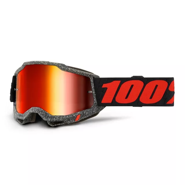 Motocross-Brille 100% Accuri 2 Mirror - Dunder bílo-zelená, zrcadlové plexi - Huaraki černá, zrcadlové plexi