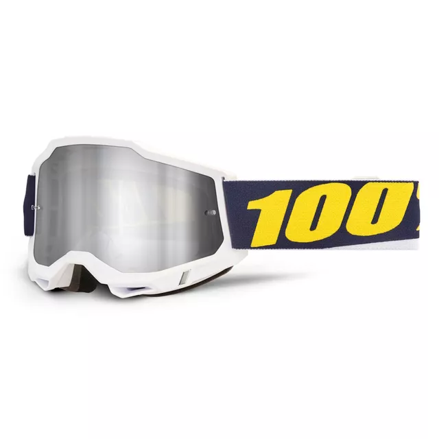 Motocross-Brille 100% Accuri 2 Mirror - Dunder bílo-zelená, zrcadlové plexi - Torc bílá, zrcadlové plexi