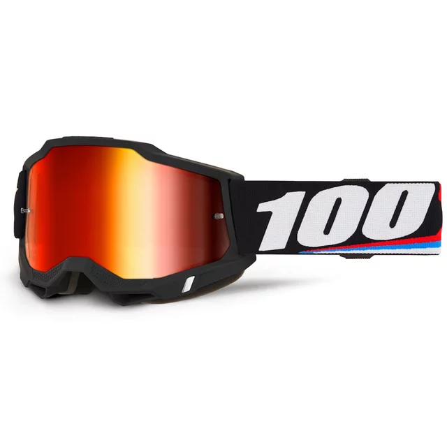 Motocross-Brille 100% Accuri 2 Mirror - Superdome modro-růžová, červené plexi - Magnus černá, červené plexi