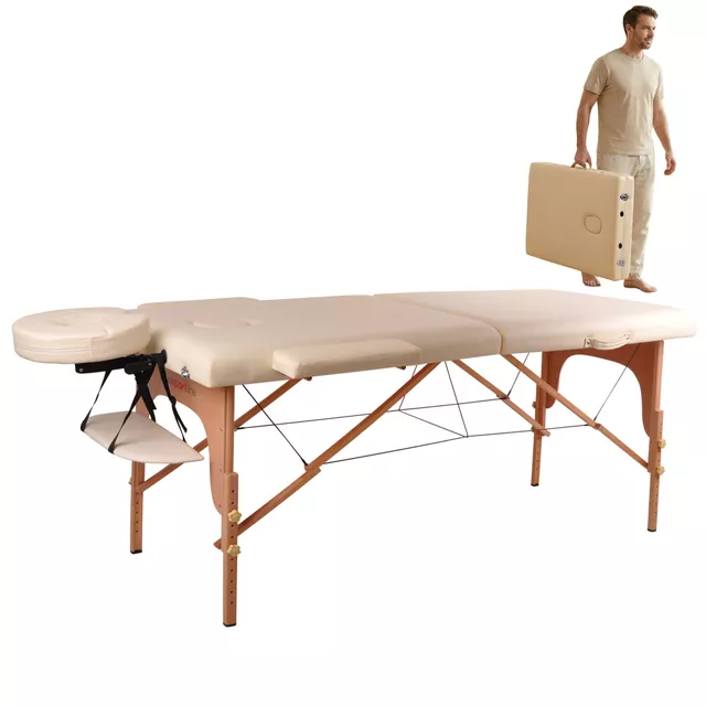 inSPORTline Taisage Massageliege 2-teilig aus Holz - braun - cremegelb