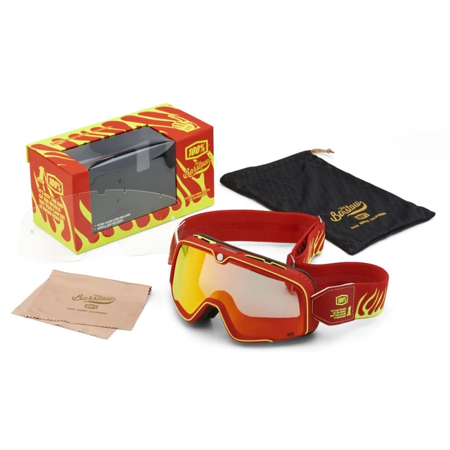 Motocrossbrille 100% Barstow Death Spray, rotes Plexiglas