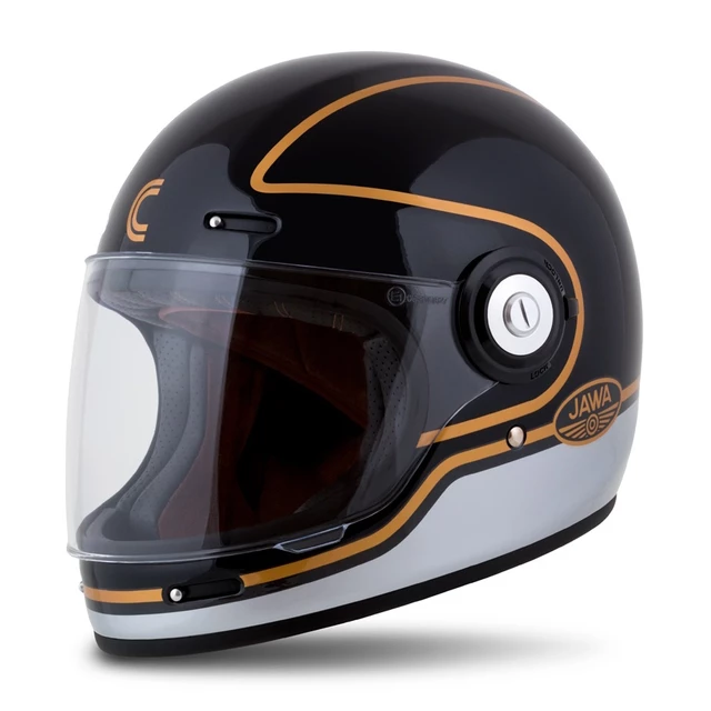 Cassida Fiber Jawa Sport Motorradhelm Schwarz/Silber/Gold - XS (53-54)