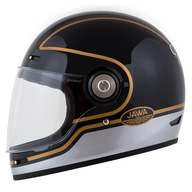 Cassida Fiber Jawa Sport Motorradhelm Schwarz/Silber/Gold - XS (53-54)