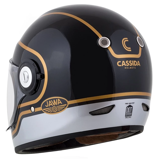 Cassida Fiber Jawa Sport Motorradhelm Schwarz/Silber/Gold - XS (53-54)