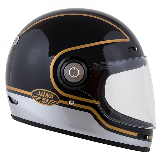 Cassida Fiber Jawa Sport Motorradhelm Schwarz/Silber/Gold - XS (53-54)