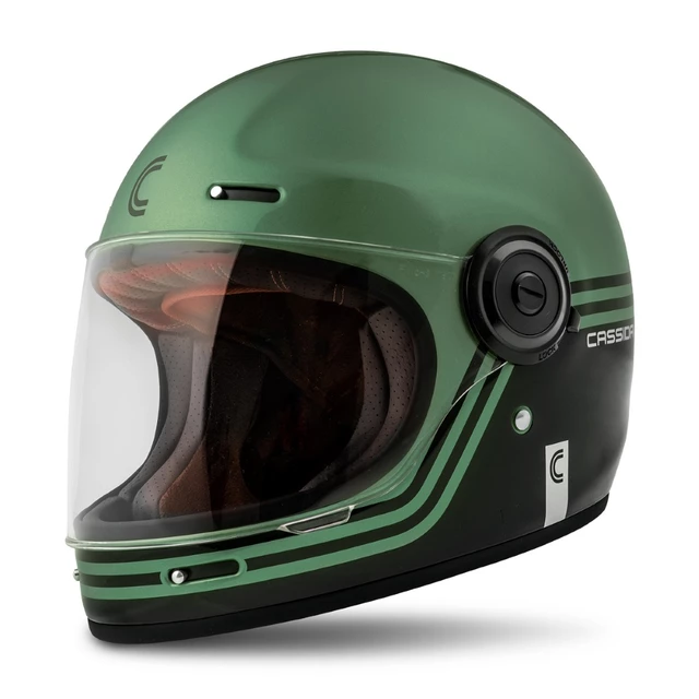 Cassida Fiber Super Hooligan Motorradhelm Schwarz/Metallic Grün/Grau - XL (61-62)