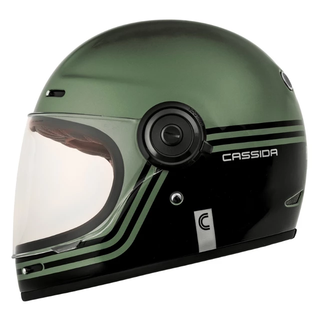 Cassida Fiber Super Hooligan Motorradhelm Schwarz/Metallic Grün/Grau - XL (61-62)