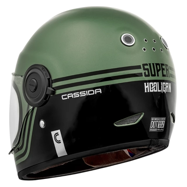 Cassida Fiber Super Hooligan Motorradhelm Schwarz/Metallic Grün/Grau - XL (61-62)