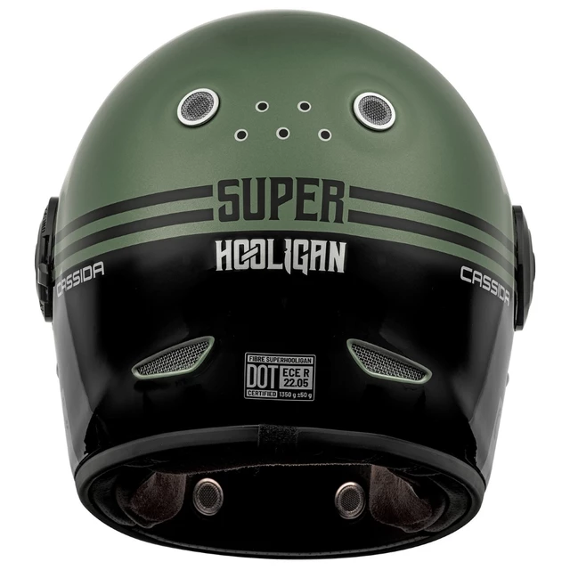 Cassida Fiber Super Hooligan Motorradhelm Schwarz/Metallic Grün/Grau - XL (61-62)