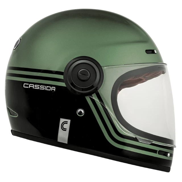Cassida Fiber Super Hooligan Motorradhelm Schwarz/Metallic Grün/Grau - XL (61-62)