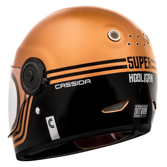 Cassida Fiber Super Hooligan Motorradhelm Schwarz/Metallic Kupfer/Grau - L(59-60)