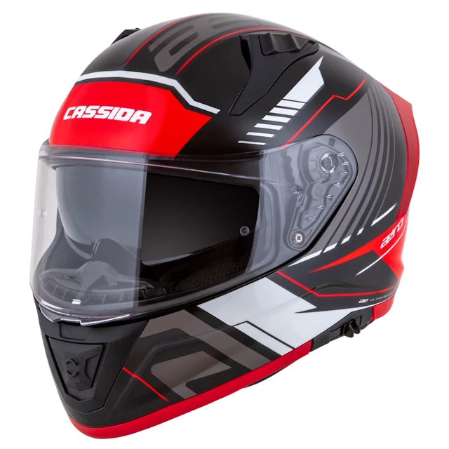 Motorradhelm Cassida Aero Drome schwarz perlmutt/rot/weiß/grau
