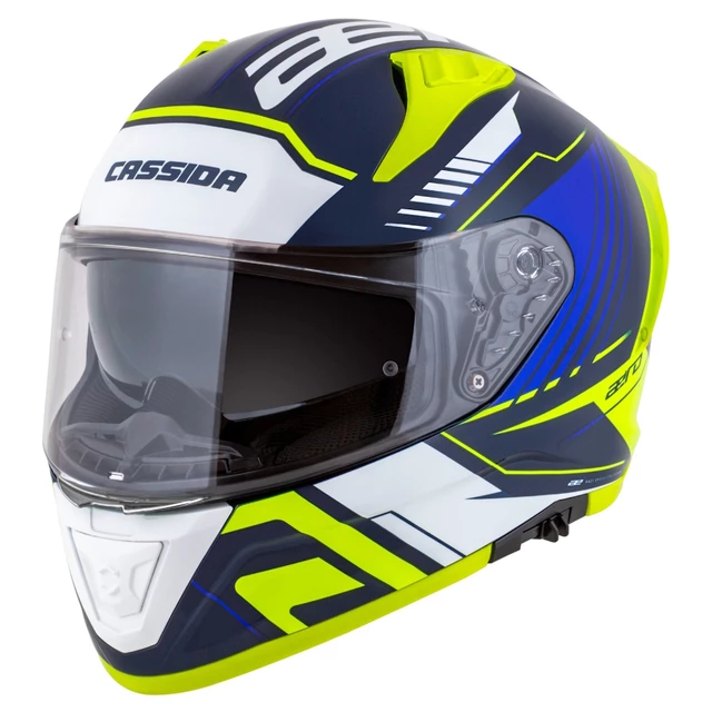 Motorradhelm Cassida Aero Drome blau/gelb fluo/hellblau/weiß