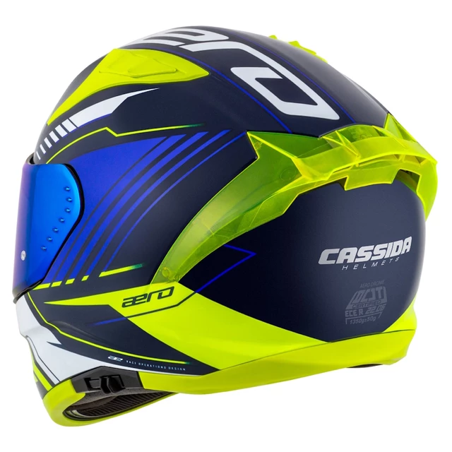 Motorradhelm Cassida Aero Drome blau/gelb fluo/hellblau/weiß