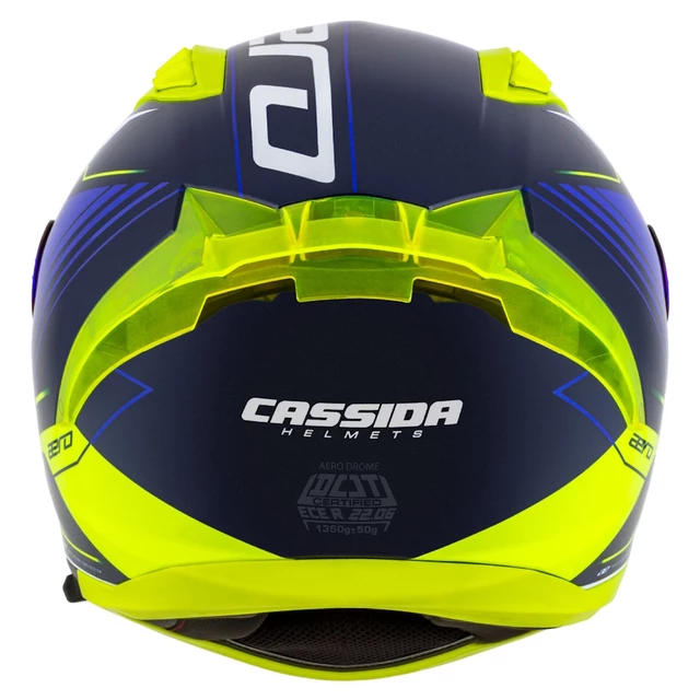 Motorradhelm Cassida Aero Drome blau/gelb fluo/hellblau/weiß