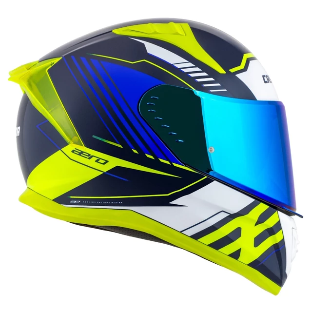 Motorradhelm Cassida Aero Drome blau/gelb fluo/hellblau/weiß