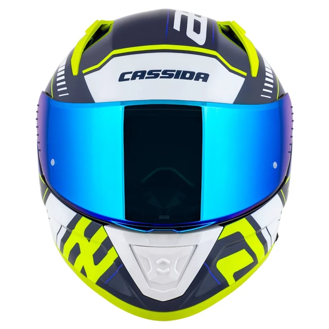 Motorradhelm Cassida Aero Drome blau/gelb fluo/hellblau/weiß