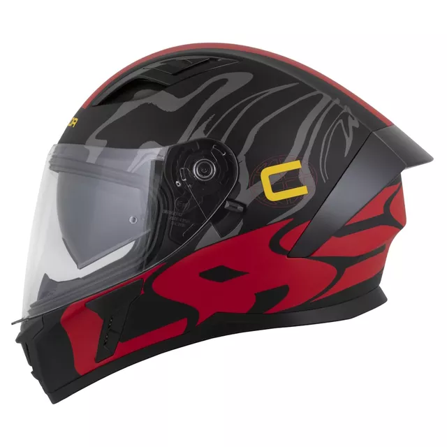 Motorradhelm Cassida Orbit Multivers schwarz matt/rot/grau/gelb