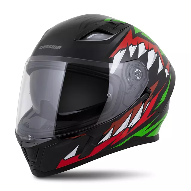 Cassida Orbit StriX Motorradhelm rot/grün/grau/weiß/schwarz