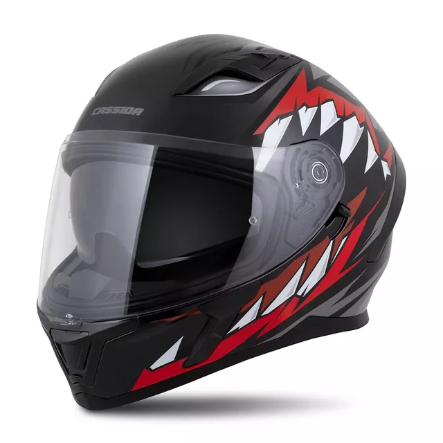 Cassida Orbit StriX Motorradhelm rot/grau/weiß/schwarz