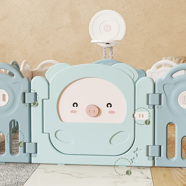 Kunststofflaufstall mit Zubehör inSPORTline Piglino 178x184 cm - blau