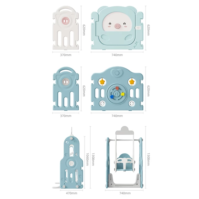 Kunststofflaufstall mit Zubehör inSPORTline Piglino 178x184 cm - blau