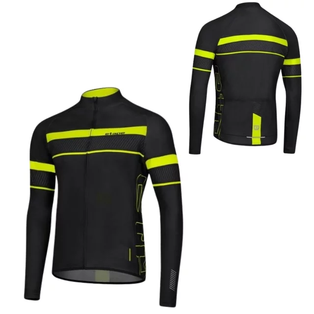 Herren-Radtrikot mit langen Ärmeln Etape Comfort 2.0 - schwarz/gelb fluo