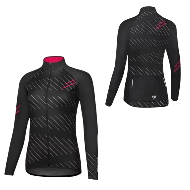 Damen-Radtrikot mit langen Ärmeln Etape Gaia 2.0 - schwarz/ rosa