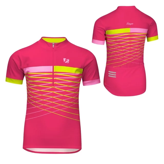 Kinder-Radtrikot Etape Lucky - žlutá fluo/modrá - růžová/limeta