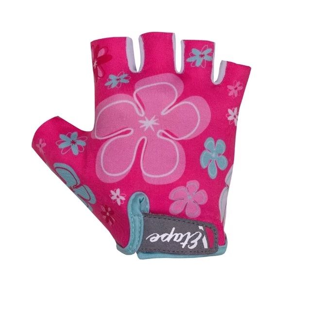 Kinder-Fahrradhandschuhe Etape Tiny - modrá (auto) - růžová/mint (květy)