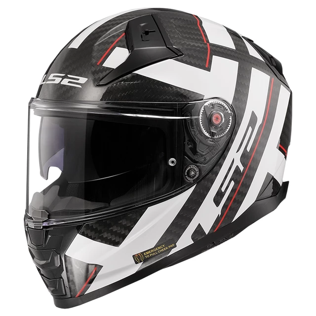 Motorradhelm LS2 FF811 Vector II Carbon Strong Gl. Weiß