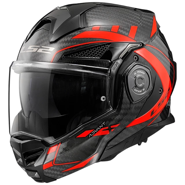 Klappbarer Motorradhelm LS2 FF901 Advant X Carbon Future Gl Rot P/J