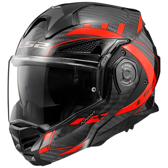 Klappbarer Motorradhelm LS2 FF901 Advant X Carbon Future Gl Rot P/J