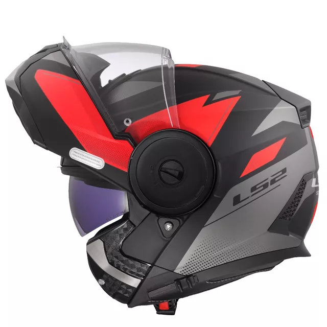 Klappbarer Motorradhelm LS2 FF902 Scope II Duria Schwarz Rot
