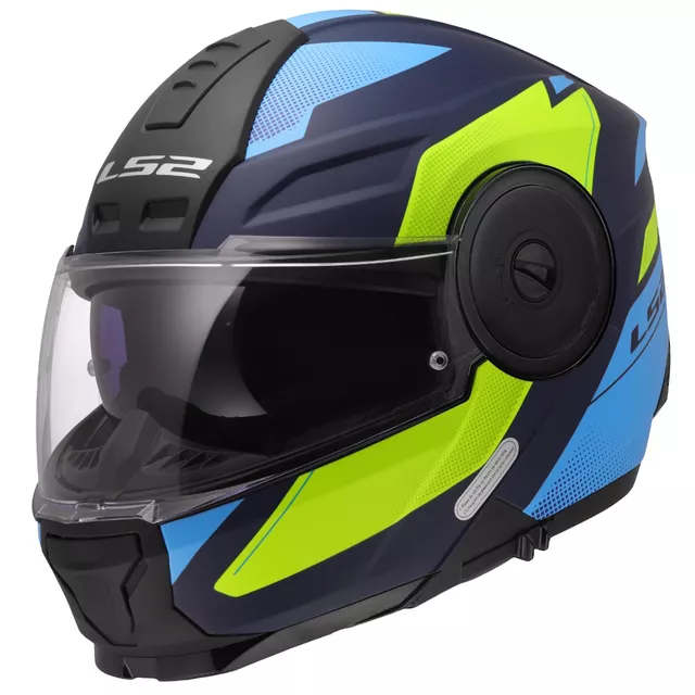 Klappbarer Motorradhelm LS2 FF902 Scope II Duria Blau H-V Gelb