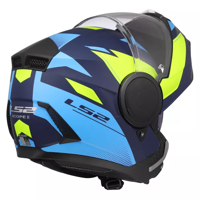 Klappbarer Motorradhelm LS2 FF902 Scope II Duria Blau H-V Gelb
