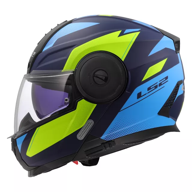 Klappbarer Motorradhelm LS2 FF902 Scope II Duria Blau H-V Gelb