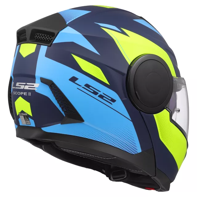 Klappbarer Motorradhelm LS2 FF902 Scope II Duria Blau H-V Gelb
