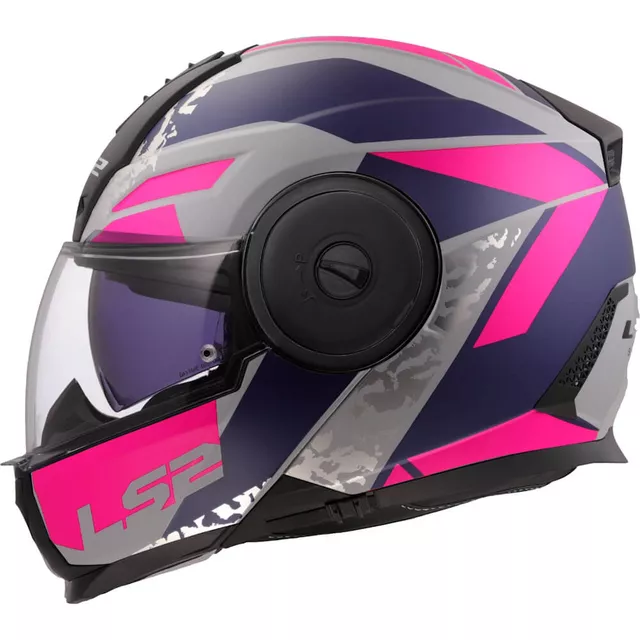 Klappbarer Motorradhelm LS2 FF902 Scope II Oxyd Grau Blau Violett