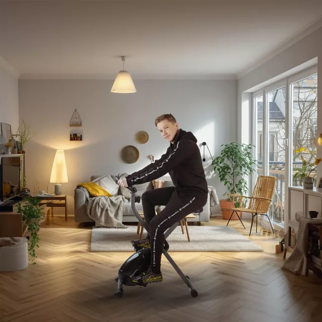 inSPORTline Xbike zusammenlegbares stationäres Fahrrad - rot-grau